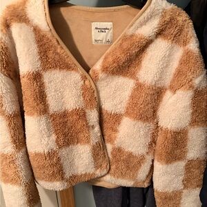 Abercrombie & Fitch Tan and Cream Fleece Jacket